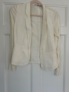 Lola & Sophie Cream Open-Front Blazer Jacket